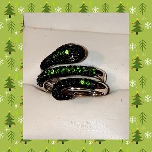 Beautiful JTV 925 Silver Emerald Snake Ring